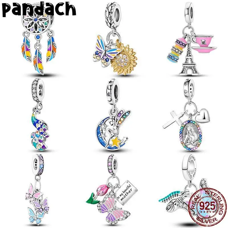 

925 Sterling Silver Fit Pandora 925 Original Bracelets Luxury Fairy and Moon Charms Beads Fine Birthday Jewelry DIY For Women