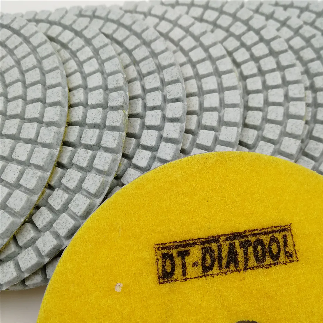 DT-DIATOOL Diamant-Nasspolierpads G100, weiß, Kunstharzbindung, Naturstein, Granit, Marmor, 10 Stück, Durchmesser 100 mm, Schleifscheiben – Detail 3