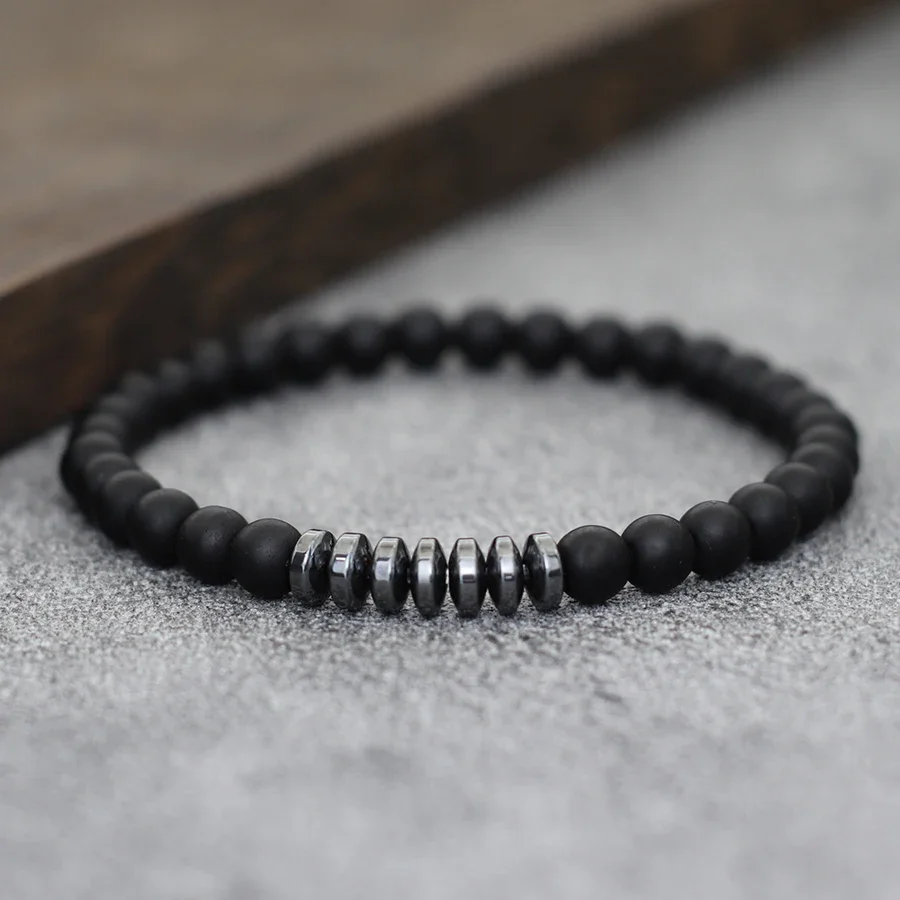 Minimalist ische Männer Strang Armband 6mm kleinen Stein schwarz Hämatit Heilung Braslet Meditation Yoga Tiger Augen Armband Pulsera Hombre