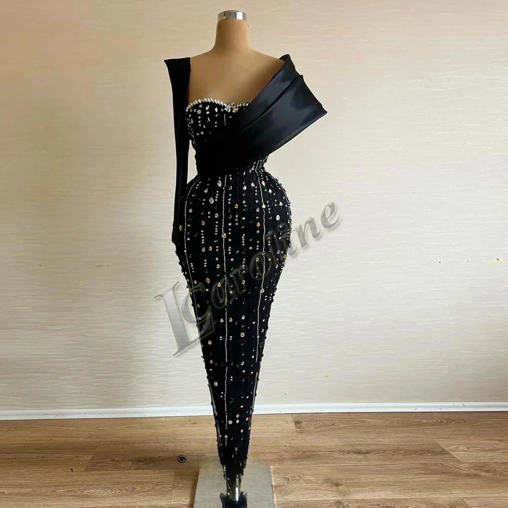 Caroline Classic Mermaid Celebrity Dresses for Women Beadings Crystals Rhinestones Pleating Party Vestidos de Festa Customised womens dress