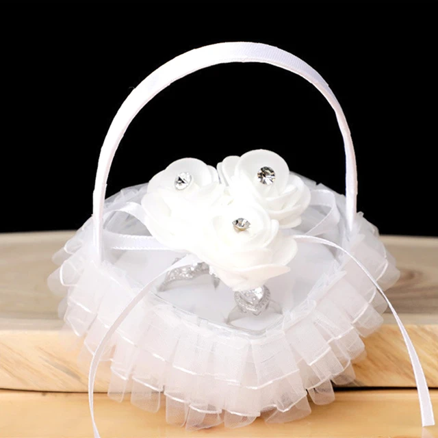 Satin Bowknot Ring Bearer Pillow and Flower Girl Basket Set for Wedding  Ceremony 8.3x4.7inch - Walmart.com