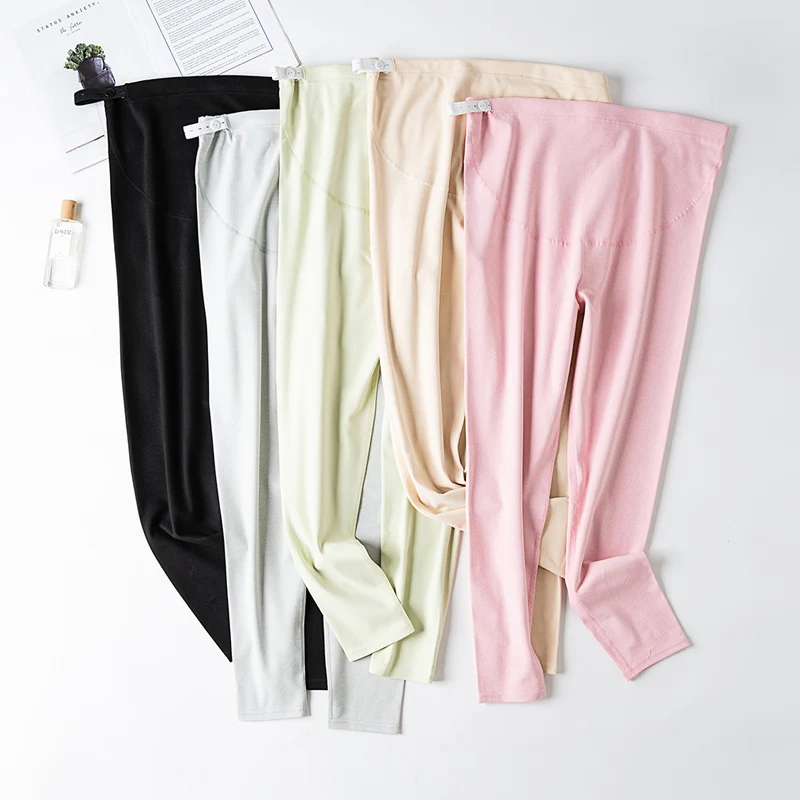 Winter Pregnant Woman Stretched Leggings Thick Warm Double-sided Pleece Maternity Flexable Belly Pants Candy Color Trousers