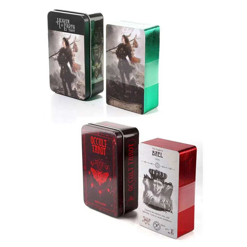 변신로봇 The Occult Tarot: Heaven Earth Tarot Card Family Party Playing Card Game with Gilded Edge Tarot Options, Packaged in a Tin Box