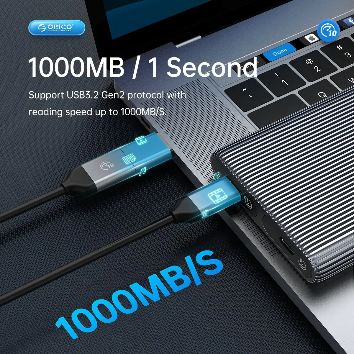 ORICO 듀얼 베이 듀얼 NVMe M2 SSD 케이스 알루미늄 지원 M.2 NVMe SSD 디스크 박스 (M 키, B&M 키 SSD용) 툴리스 엔클로저