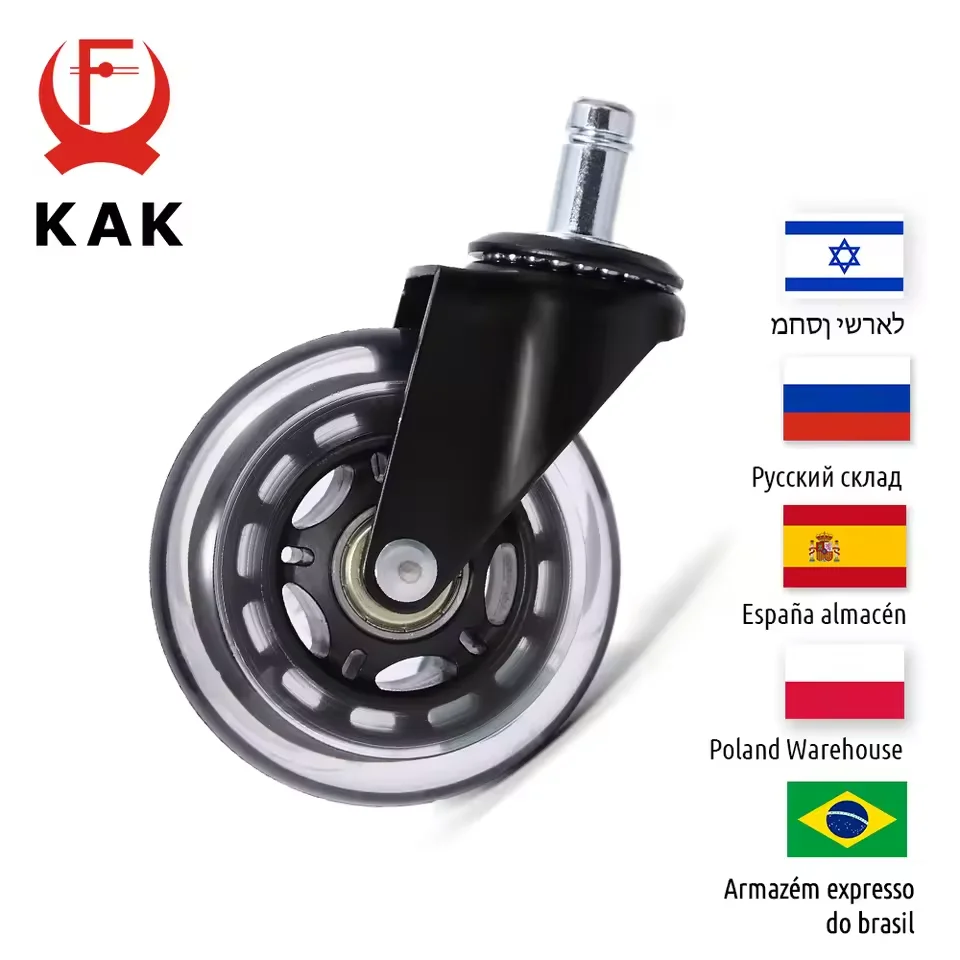 5PCS KAK 3 "Universal Mute Rad Bürostuhl Caster Ersatz 60KG Rollen Gummi Weiche Sicher Roller Möbel rad Hardware