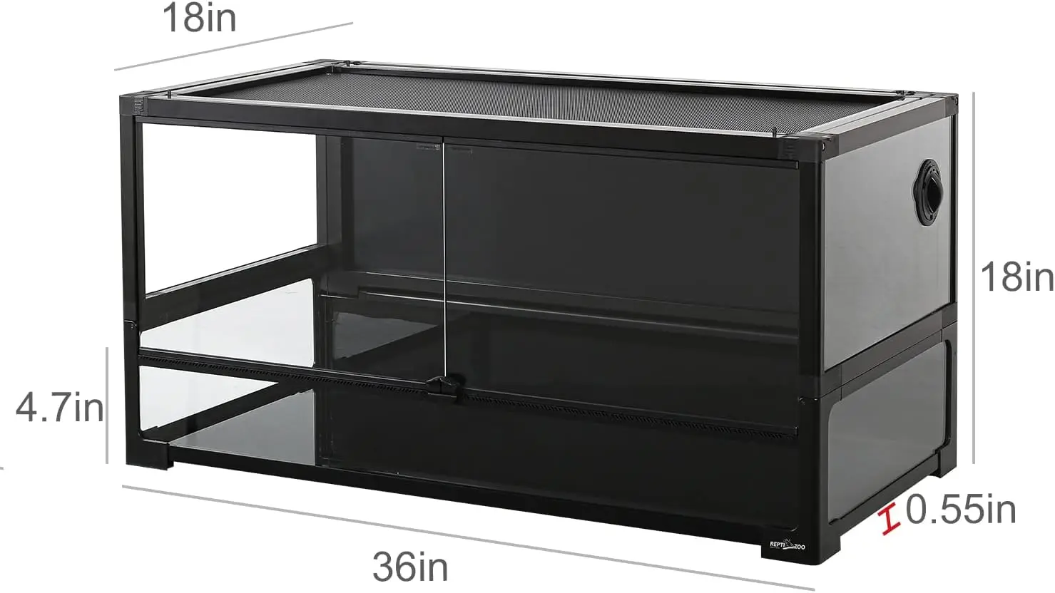 50 Gallon Tempered Glass Reptile Large Terrarium Tank with Black PVC Back Panel Reptile Terrarium 36 2