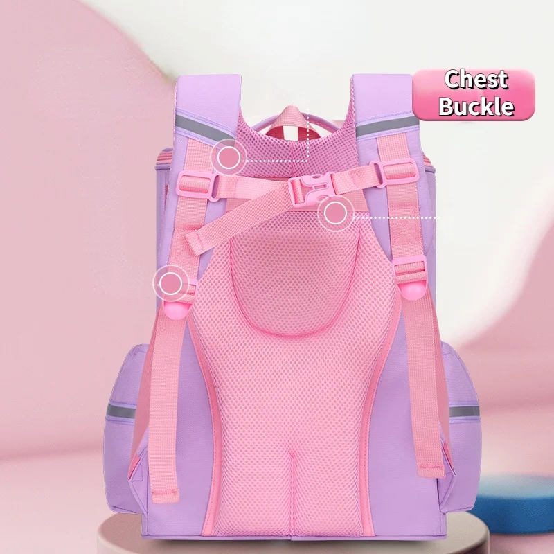British Style Primary School Students Children Candy Color Large Capacity Backpacks New Grade 4-6 Girl Sweet Cartoon Schoolbags