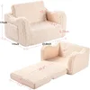 Convertible 2-In-1 Toddler Chair, Dual-Function Soft Sherpa Sofa Folding Chair For Little Ones, Transforms From Sofa To Recliner