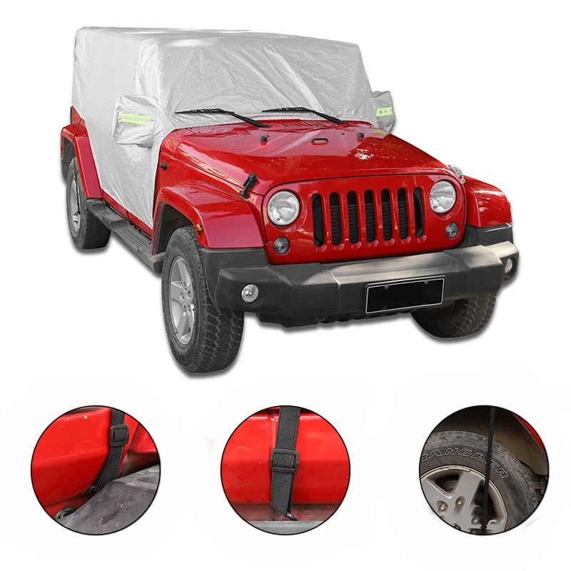 Silver Half Car Cover For Jeep Wrangler Tj 2 Door/4 Door Waterproof Anti Uv  Sunshade Dust Protector Cover Exterior Accessories - Car Covers - AliExpress