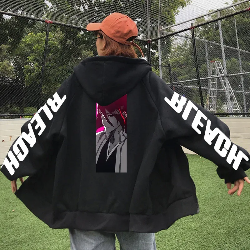 Anime Bleach Zipper Sweatshirts Zip Up Hoodie Fashion Unisex Hip Hop  Streetwear Jackets Kuchiki Byakuya Graphic Y2K Clothes - AliExpress