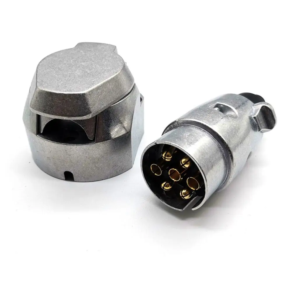 12V 7 Pin Trailer Plug Socket Set Rubber Seal Car Trailer Coupling Connector EU Plug Durable Trailers Accessories Sockets