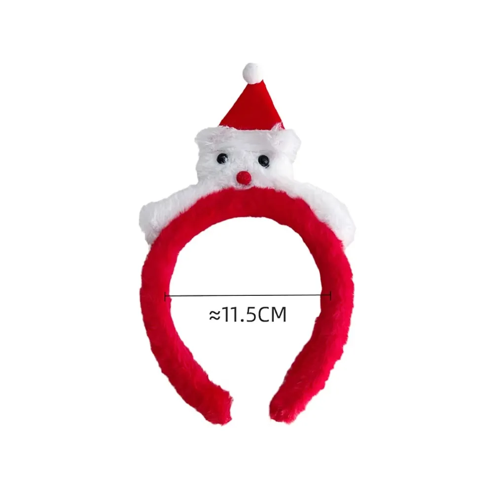 Cute Cartoon Red Christmas Headband Antler Fluffy Plush Children Headwear Snowman Hair Clip Xmas Hair Accessories