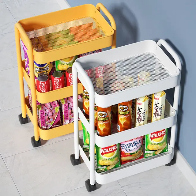 3/4 Szintű Gördülő Kocsi Tároló Polc Nagy Kapacitású Mozgatható Rés Állvány Konyha Fürdőszoba Szervező Snack Kozmetikai Tartó - Image 3
