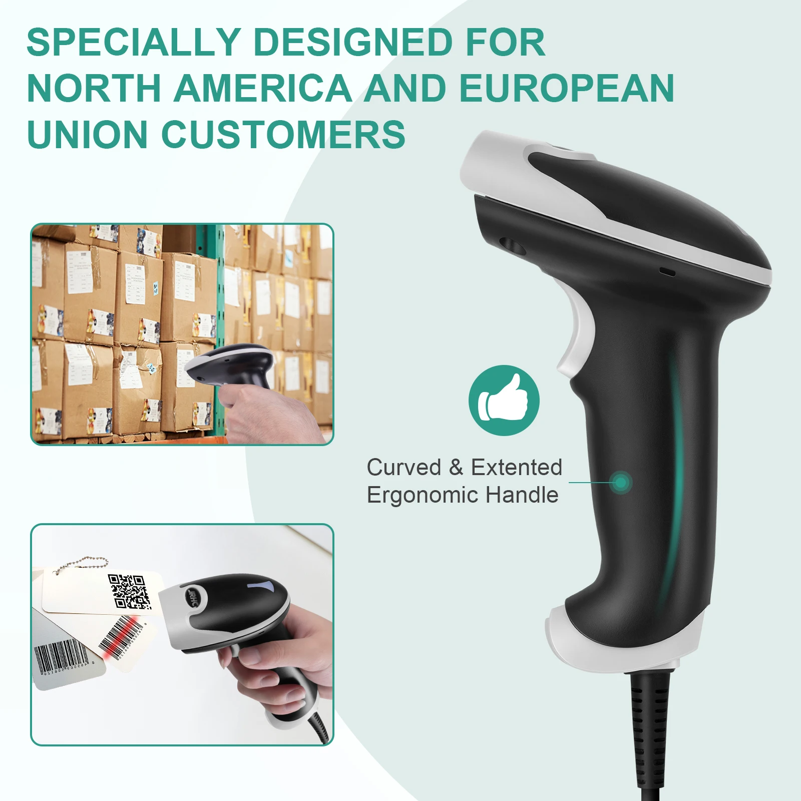 Bluetooth Barcode Scanner Wired 2.4G Wireless 1D/2D CMOS Handhel Bar Code QR PDF417 Reader for Inventory POS Supermarket