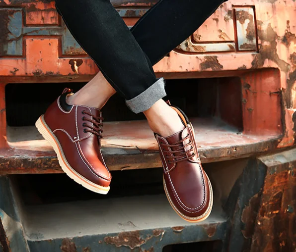Scarpe casual da uomo in pelle con rialzo interno di 6 cm_voghion.com