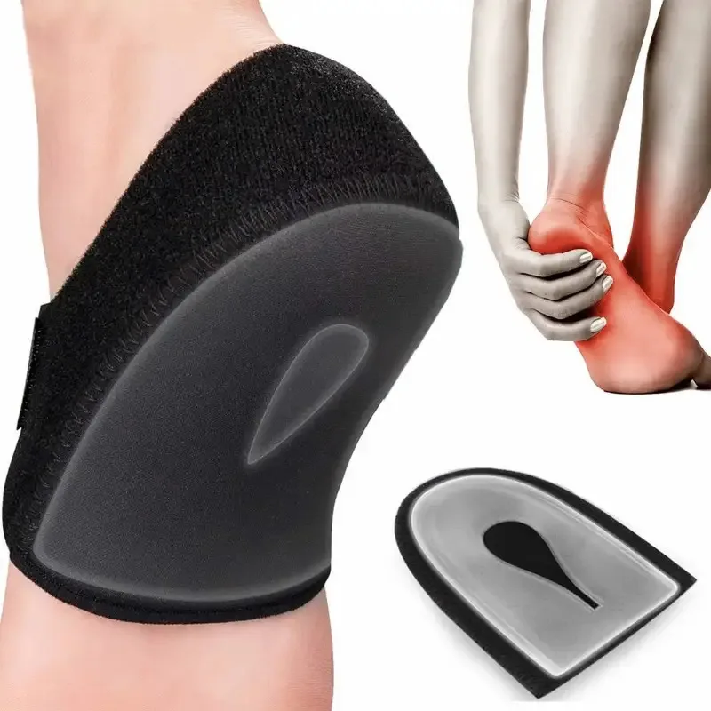 1 Pair Black Heel Pads - Soft Breathable Textured Heel Protectors with Ergonomic Design, Targeted Arch & Heel Cushioning
