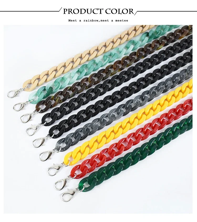 Deepeel 60cm Resin Chains for Women's Bag Shoulder Strap Acrylic Chain Purse Replace Handle Handbag Parts Hardware Accessories