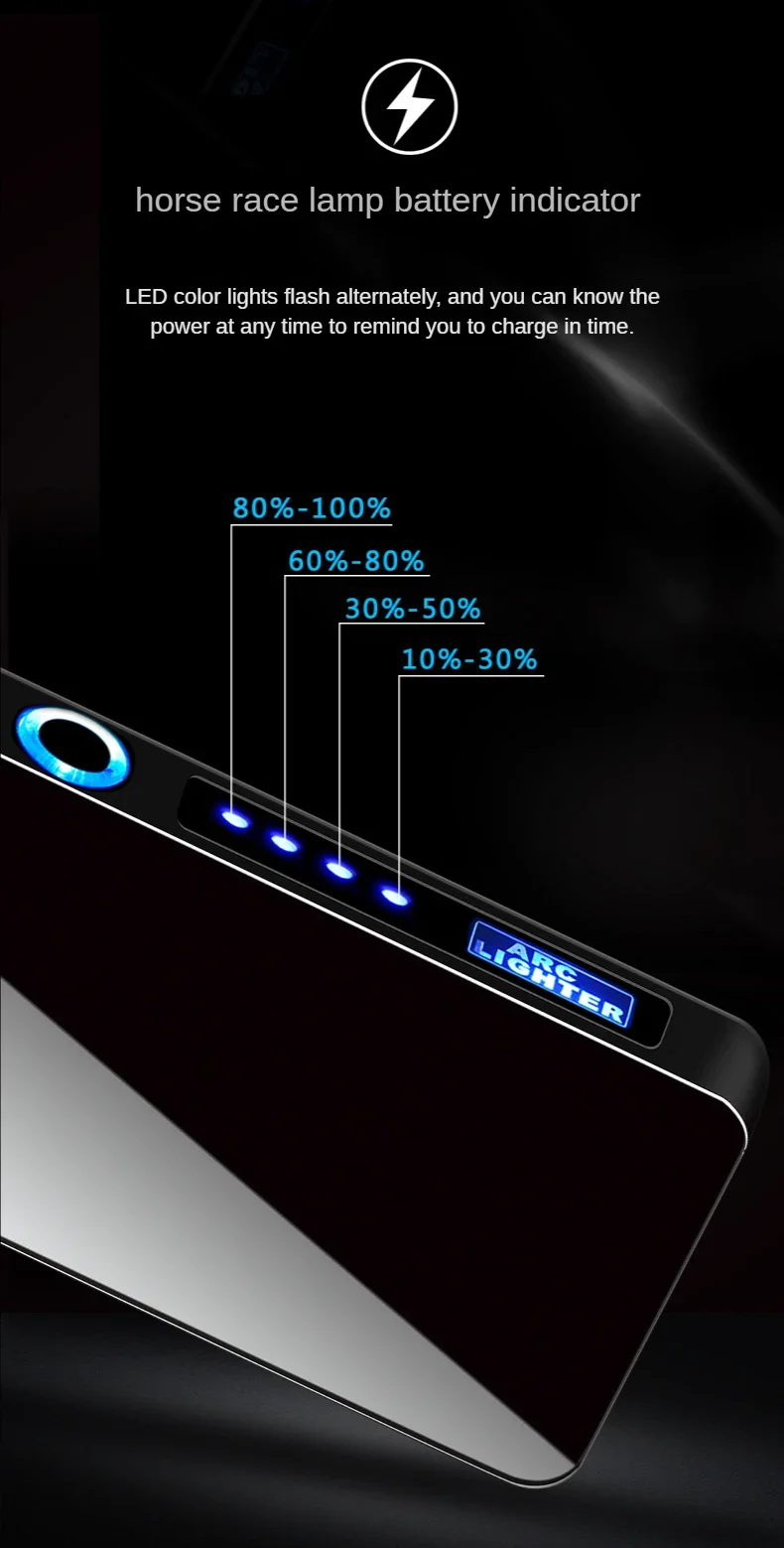Portable Windproof USB Double Arc Lighter Touch Sensor
