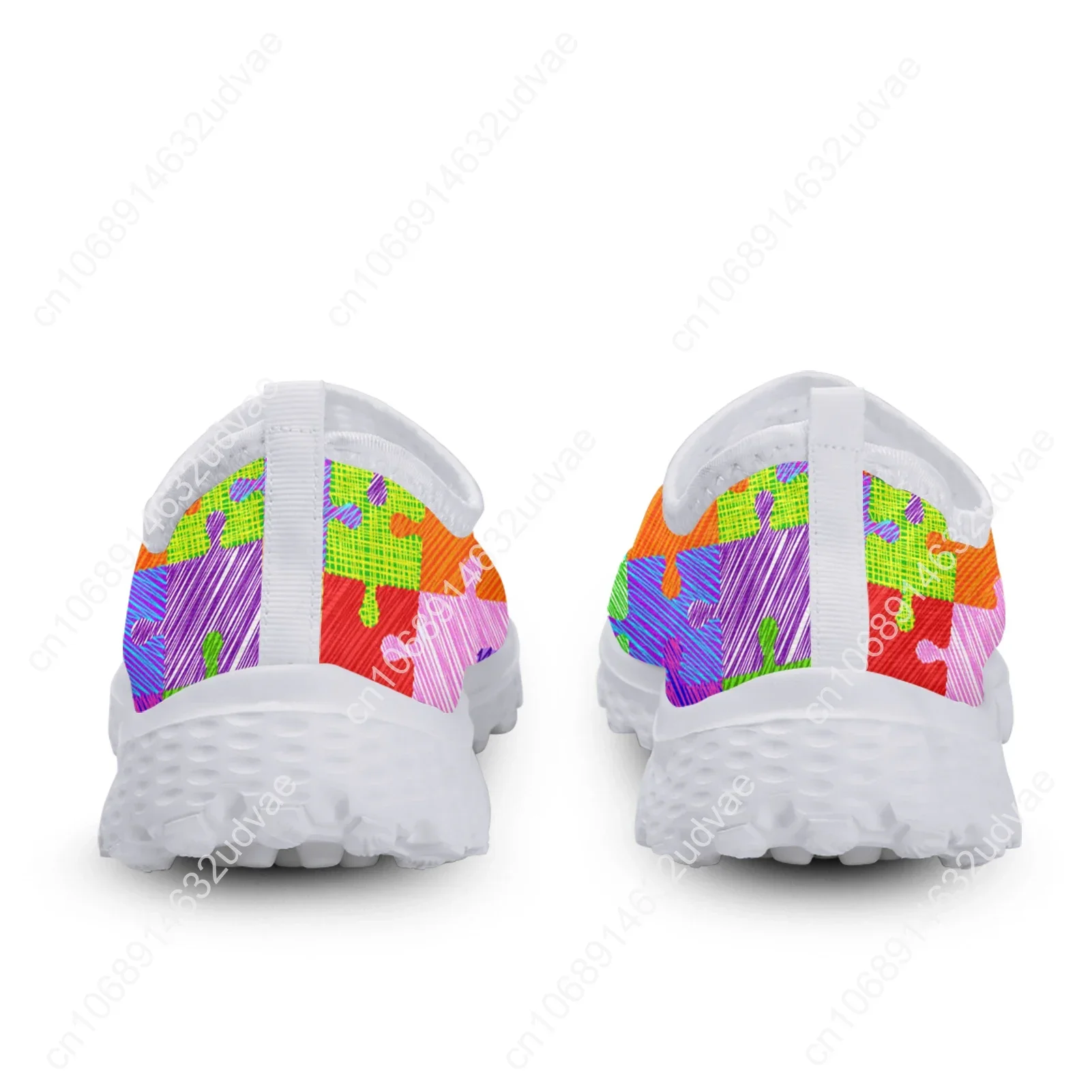 Autism Awareness Themed Design Mesh Shoes Comfortable Leisure Shoes Breathable Casual Sneakers Soft Soled Shoes