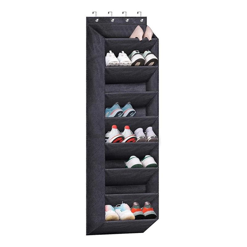 

Wall Mounted Shoe Bag For Closet With Largedeep Pockets, Narrow Shoe Rack For Door Hanging Boot Storage