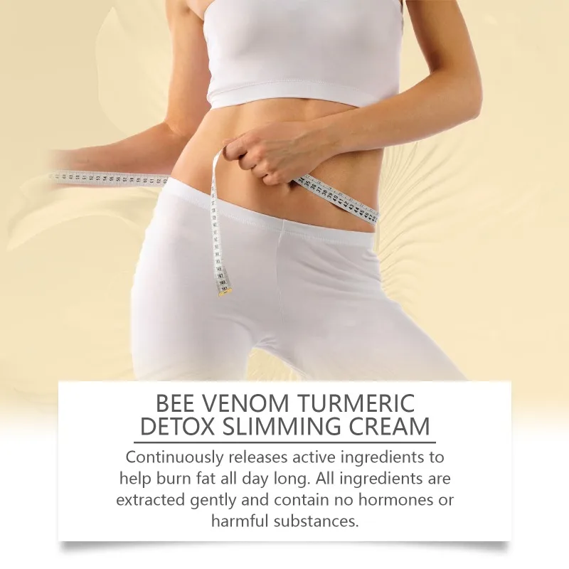 Bee Venom Turmeric Detox Slimming Cream Fat Burning Shrinking Weight Loss Anti-Cellulite Promote Metabolism Massage Cream slimming cream gel body cream
