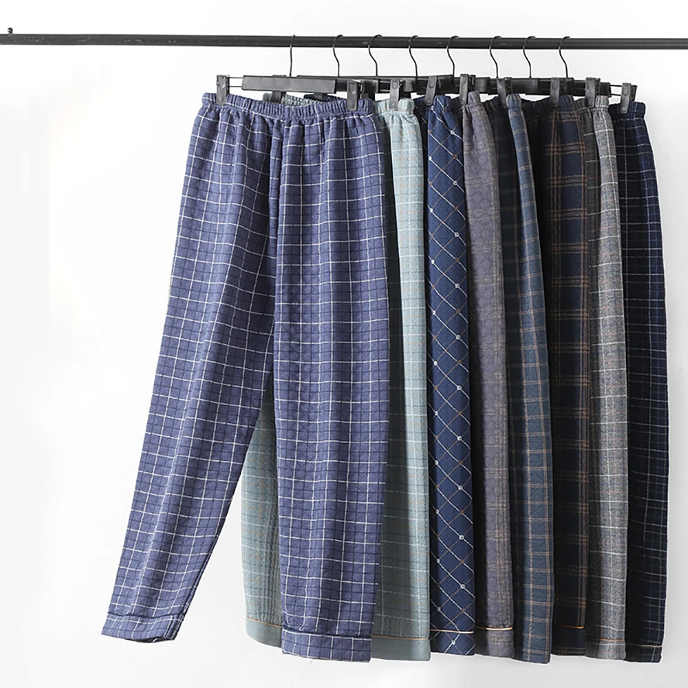 6XL 165KG Extra Large Men's Pajama Pants Autumn Winter 3-layer 100% Cotton Warm PJ Pants Soft Comfortable Trousers for Sleeping