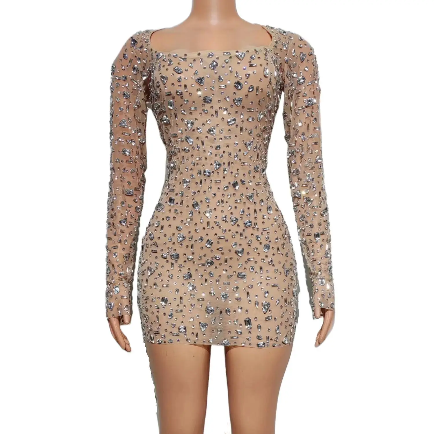 Lady Crystal Rhinestone Birthday Party Mini Dress Women y Night Club lady-crystal-rhinestone-birthday-party-mini-dress-women-y-night-club