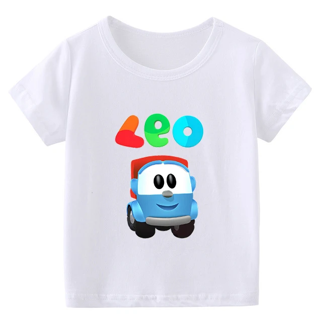 t-shirt cartoon	 100% 2-11T Cotton Kawaii Kids T-shirts Funny Leo The Truck  Cartoon Print Boy T Shirt Cute Boys  Tops Fashion Children Clothes tees children's clothes