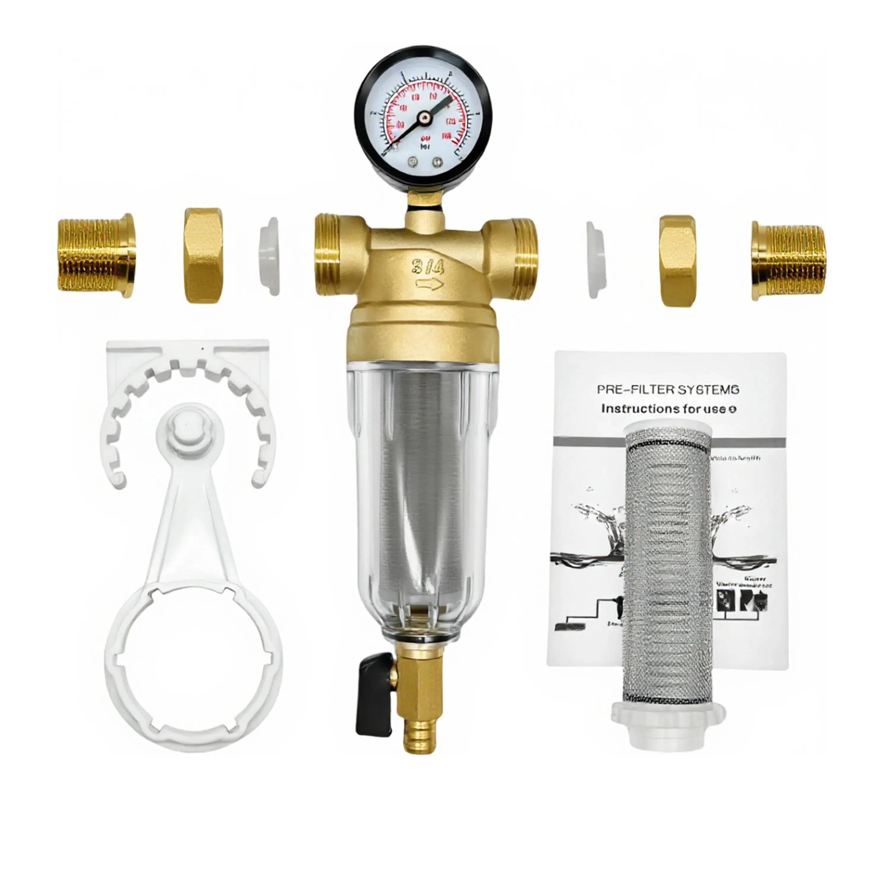 Spin Down Sediment Water Filter System, 100/200 Micron Stainless Steel Mesh for City/Well Water, 1" MNPT & 3/4" FNPT/MNPT Ports