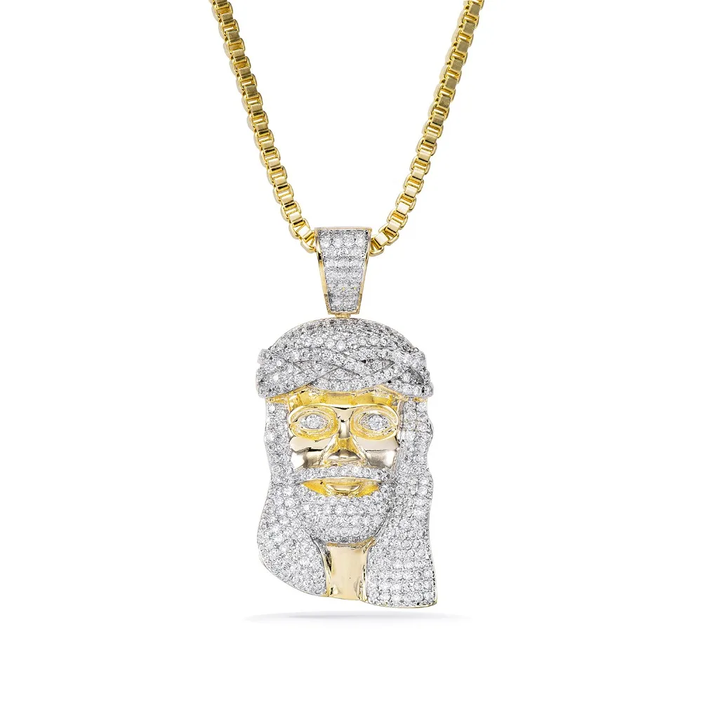 

Wholesale Iced Out Pendants for Men Cubic Zirconia Jesus Face CZ Pendant Necklaces Hip Hop Gold Rhodium Plated Fine Jewelry