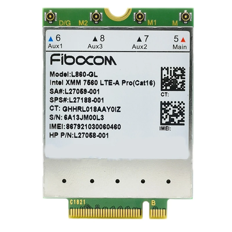 L860-Gl 모바일 네트워크 M.2 인터페이스 Cat16 L27188-001 4G 카드, HP 노트북용, 30X42 LTE FDD LTE FDD LAA 4G 모듈