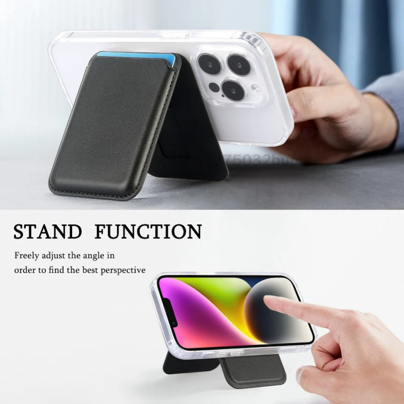 Magnetic Leather Wallet Phone Card Holder - Portable Popsockets Magsafe Edition