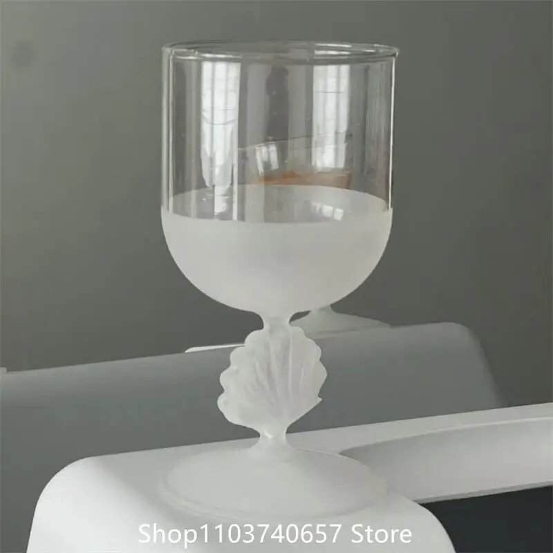 Shell Shape Goblet Glass Frosted Glass Cup Ice Cream Dessert Goblet Champagne Wine Heat-resistant