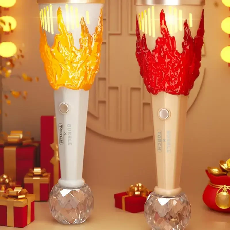 Bubble Machine Torch Bubble Stick Handheld Light Music Children Outdoor Game Blowing Gun Soap Bubble Toys for Kids Xmas Gifts