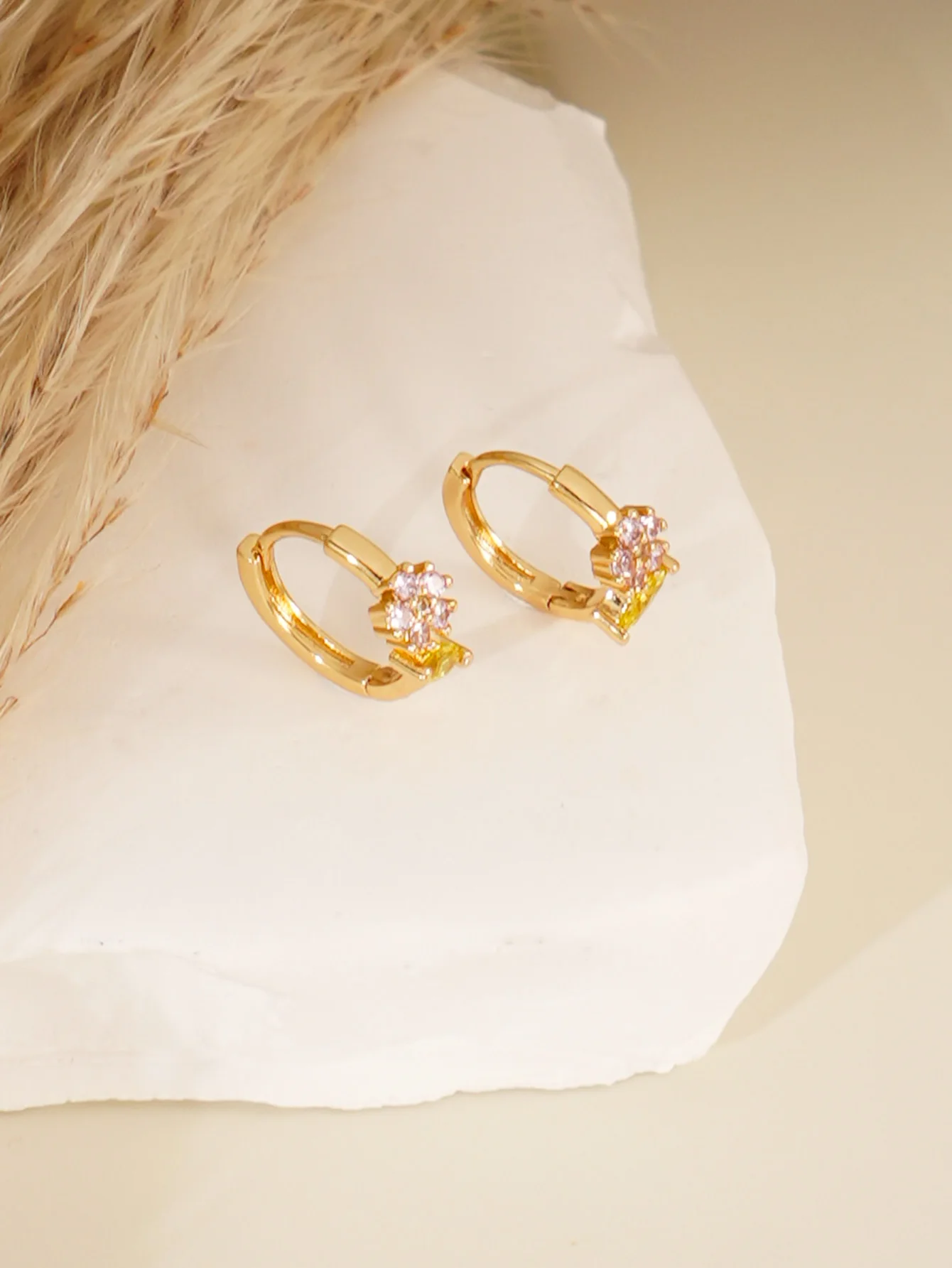 Zirconia Inlaid Flower Leaf Earrings for Women