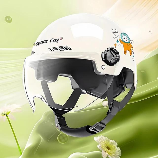 2025 electric bicycle helmet motorcycle helmet unisex summer half helmet riding helmet rabbit pattern men women 2