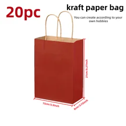 Versatile Brown Kraft Paper Gift Bag with Handle (Red bag 20pcs)