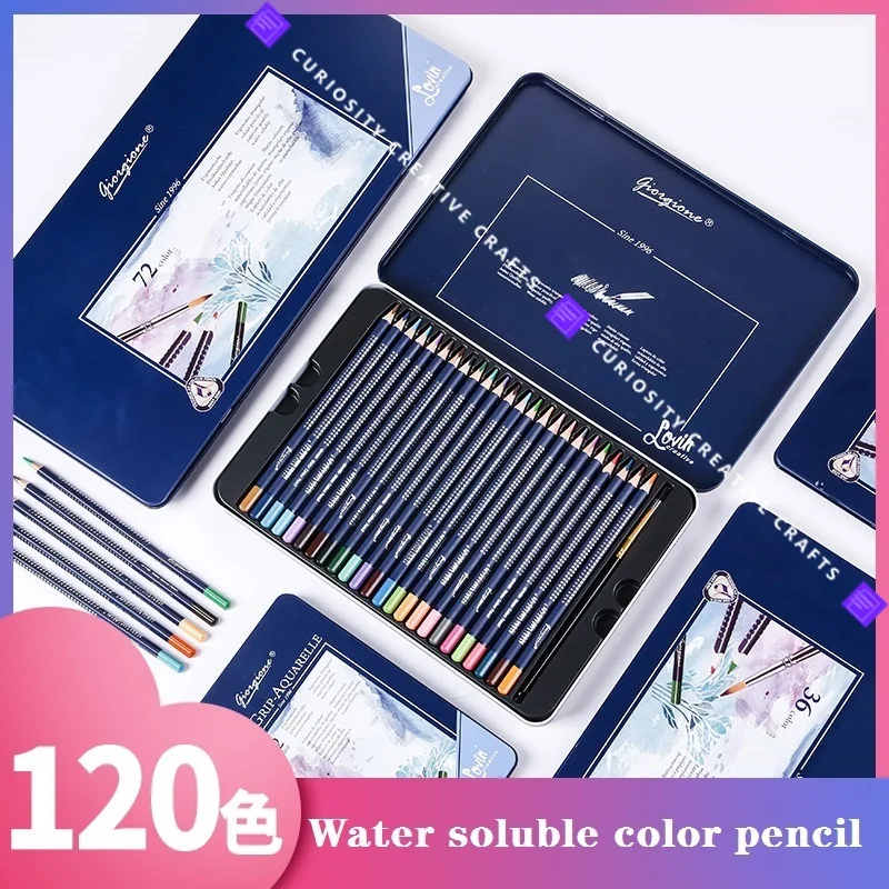 24/36/48/72/120 Watersoluble Professional Color Pencil Set School Student Watercolor Art Supplies for Artist Карандаши Цветные 12pcs synthetic nylon tip filbert paint brushes set artist brush for acrylic oil watercolor gouache artist professional painting