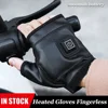 USB Electric Heated wireless Gloves Hand Warmers 2000mAh rechargeable battery 3-temp Settings Working Half Mittens for Women Man 1