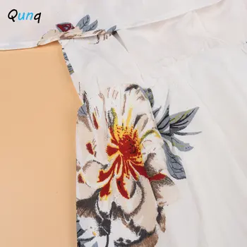 Qunq Summer New Parent-Child Outfit One-Line Shoulder Printed Chiffon Temperament Casual Dress Mom And Daughter Matching Clothes 4