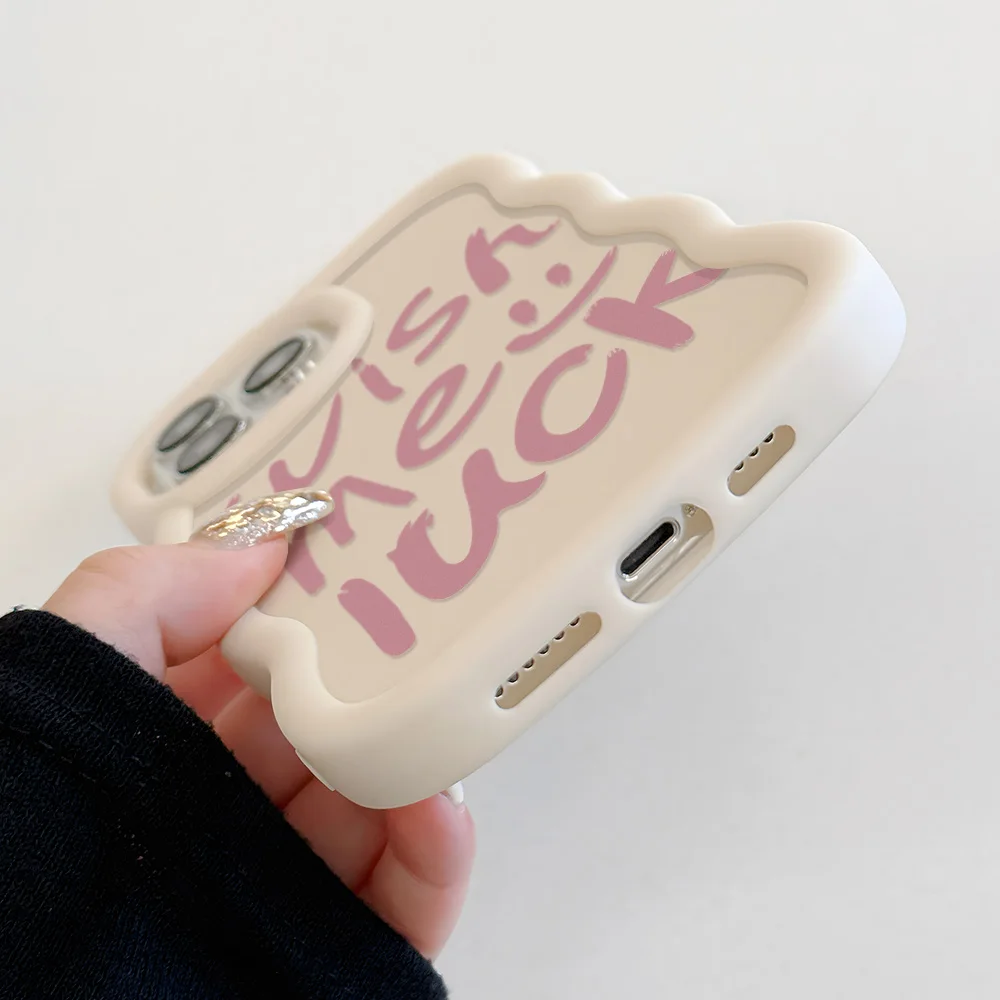 3D DIY Wave Phone Cases For iPhone 15 Case iPhone 13 Pro Max 14 16 11 12 Xs X XR 6 7 8 Plus SE 2022 Korea Cute Bear Soft Cover