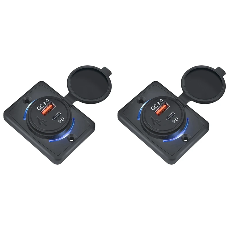 

2X Car Charger Socket 18W And QC 3.0 USB Quick Charge Socket Quick Charge 3.0 QC 3.0 For Car Boat Marine Rv Mobile