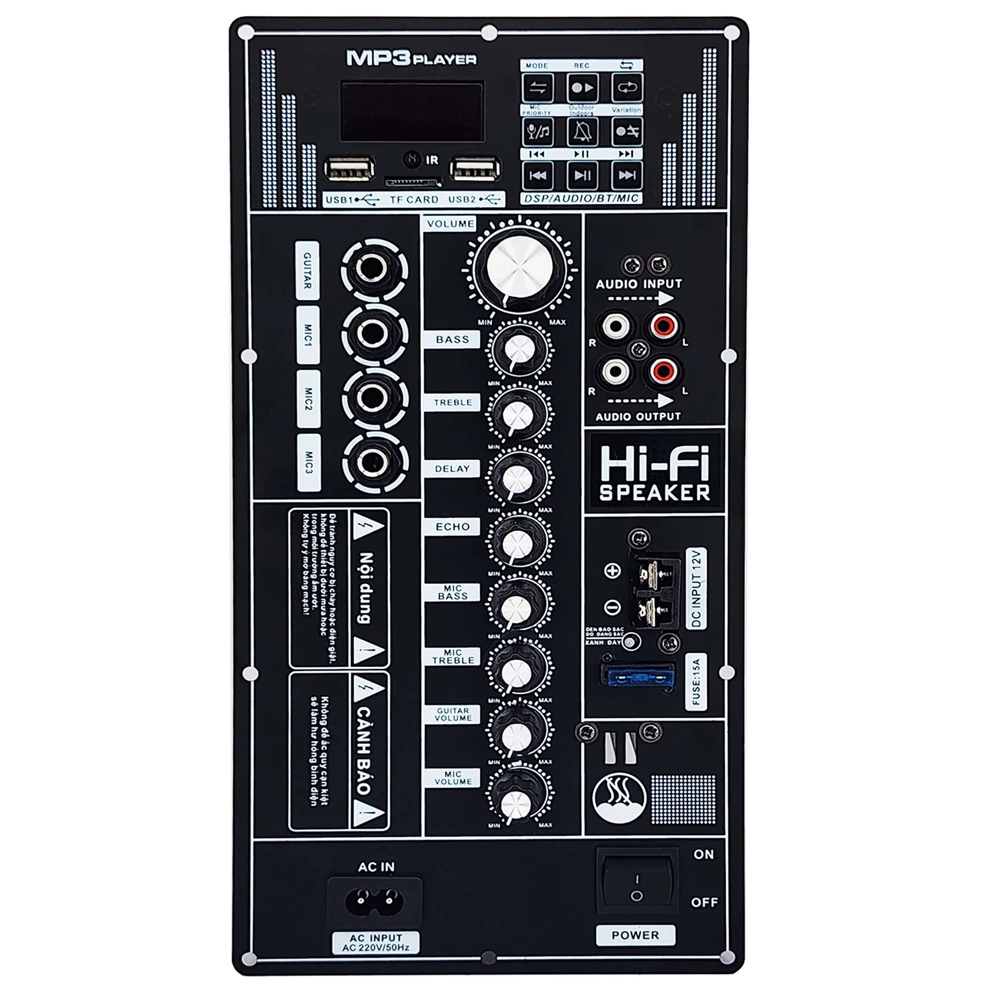 

12/110V/220V Digital Bluetooth 300W Amplifier Board for 8-18 Inch Speaker with Microphone Guitar Input DSP Control Speaker Panel