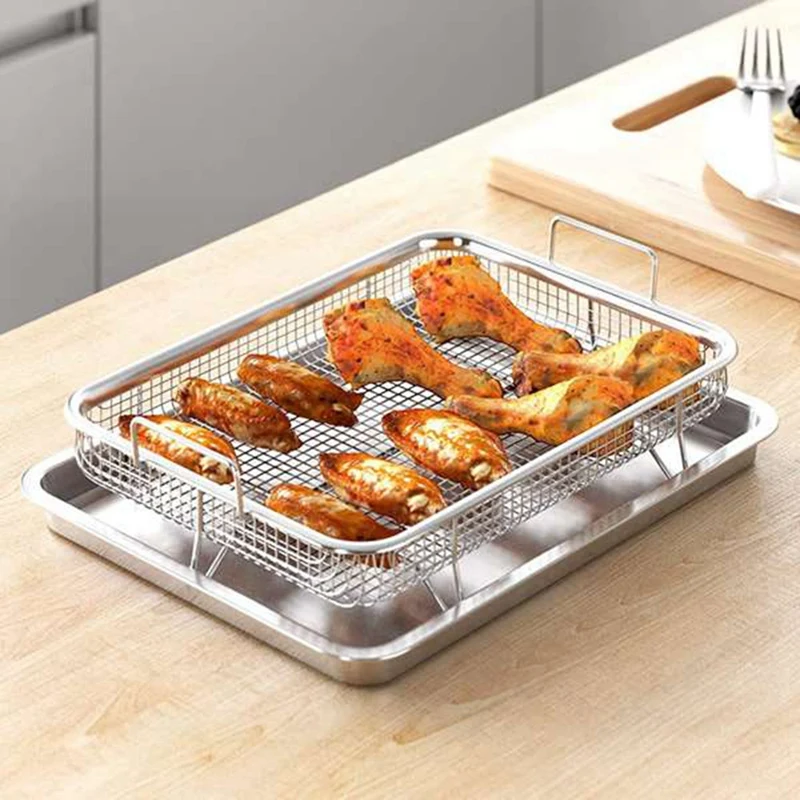 

Rust Steel Air Fryer Basket For Oven Stainless Steel Crisper Tray And Pan Deluxe Air Fry In Your Oven For The Grill