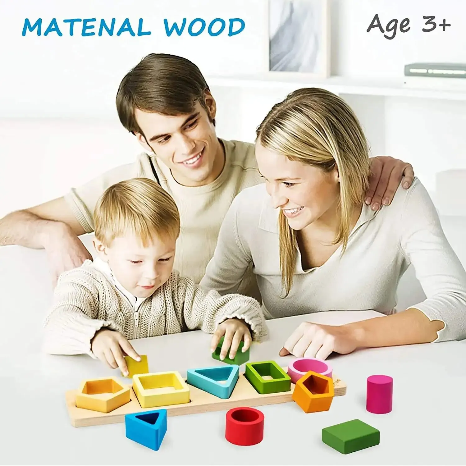 Children's Wooden Category Stack Toy Education Color Shape Classification Instrument Puzzle Toys 3