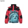 Face x SUP Co Branded Statue Of Liberty Down Jacket For Men's Winter Thick Windproof High Street Loose Hooded Coat For Women 2