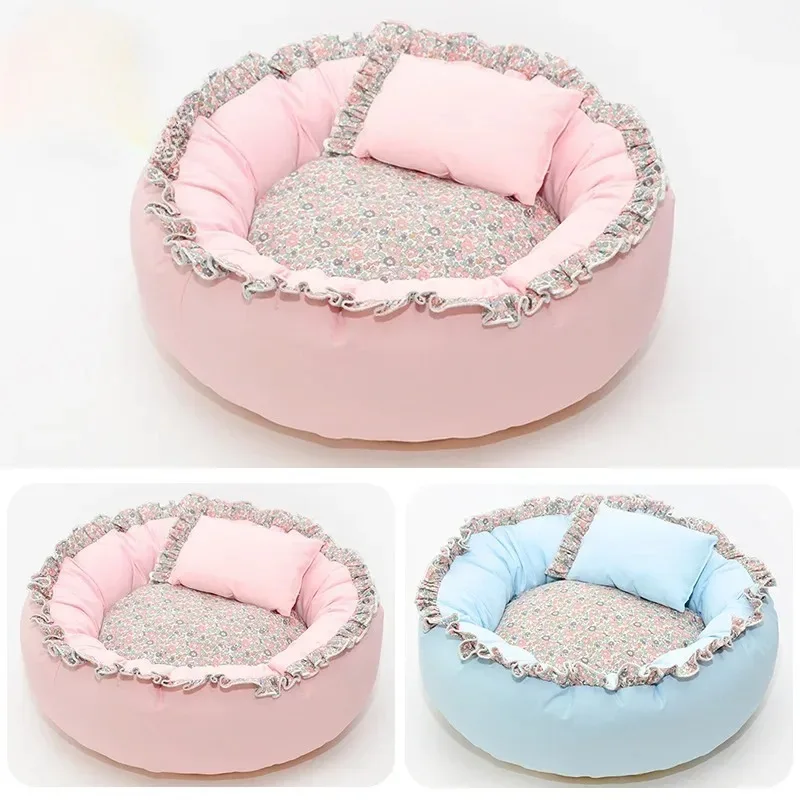Dog and Cat Bed Soft Warm and Breathable in Winter Small Floral Sleeping Bag Comfortable and Cute, Cat and Dog Universal Bed
