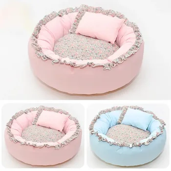 Dog and Cat Bed Soft Warm and Breathable in Winter Small Floral Sleeping Bag Comfortable and Cute, Cat and Dog Universal Bed