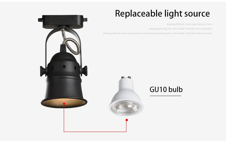 Description Picture 4 of itemLed Spotlight GU10 Bulb Track Light Surface Mounted Ceiling Lamp COB Rails 110V 220V Horn For Home Clothing Store Background