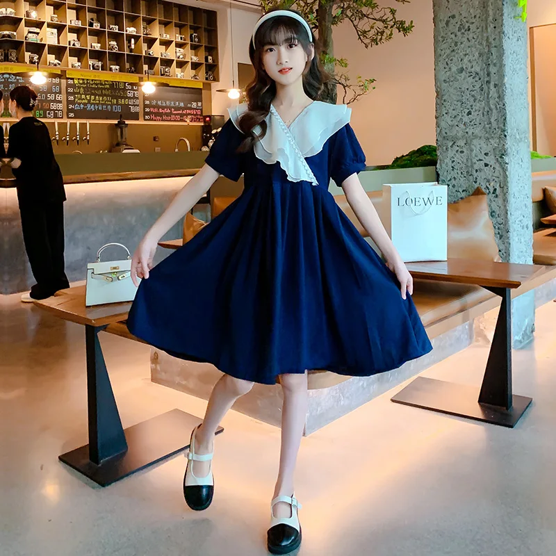 

New Summer Breathable Dresses for Girls V Neck Festive Luxury Dresses 2022 Factory Cheap Skirts for Kids Baby Princess Dresses